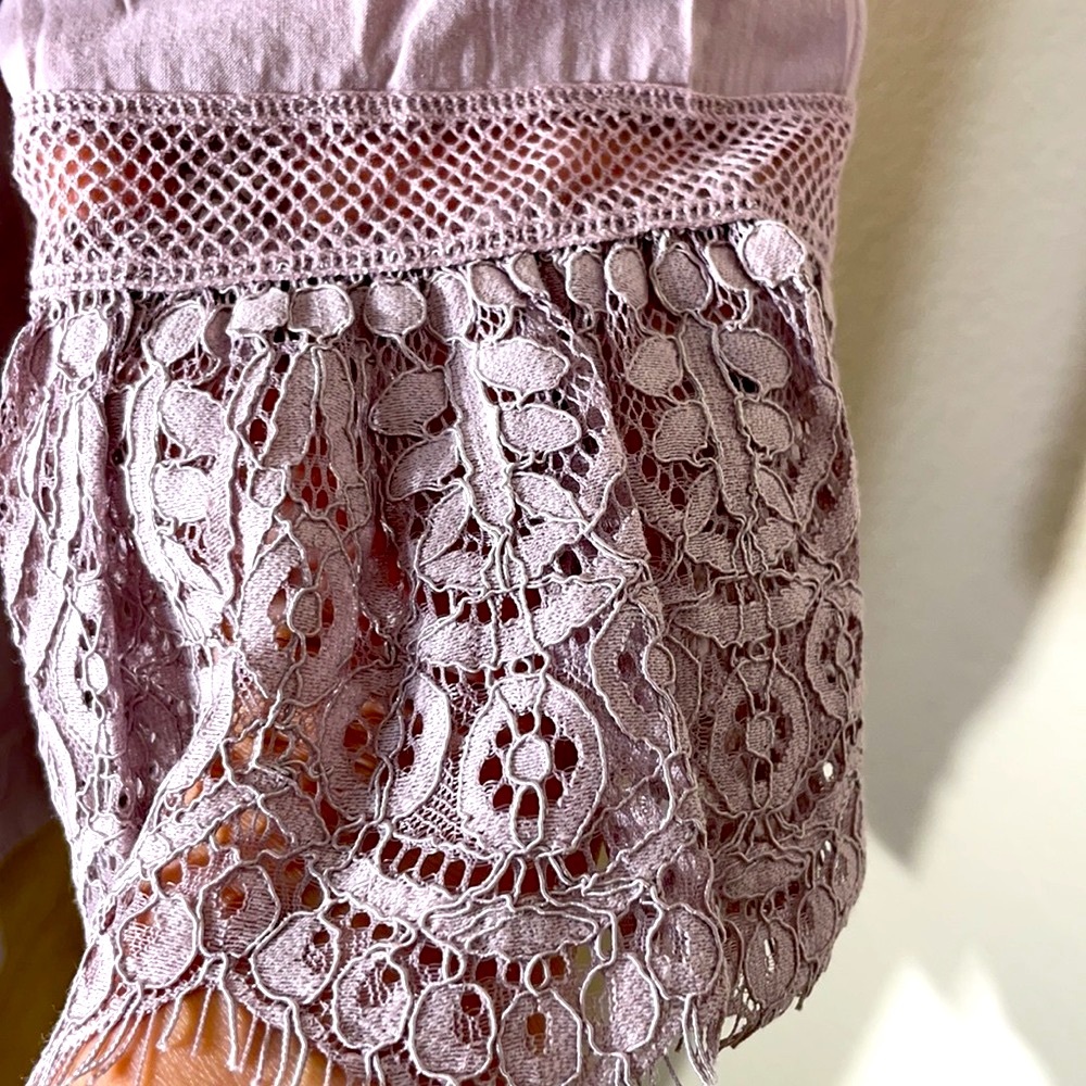 Free People Esme Button Up Lavender Lace Peasant Blouse - Picture 6 of 17